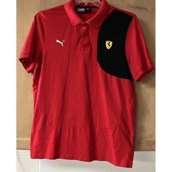 Puma X Scuderia Ferrari Polo Shirt Mens L Red Black Racing Team Grand‎ Prix 2023 - Picture 1 of 7